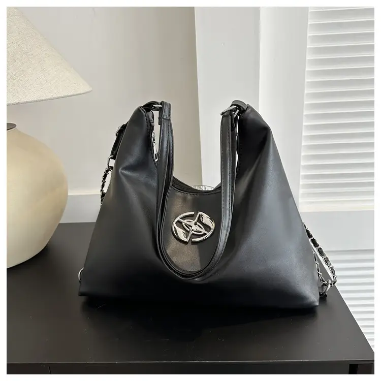 White Leather Shoulder Bag with Logo - Image 2