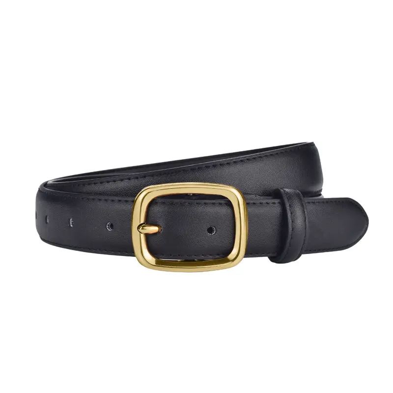 Women's Black Pin Buckle Genuine Leather Belt - Image 9