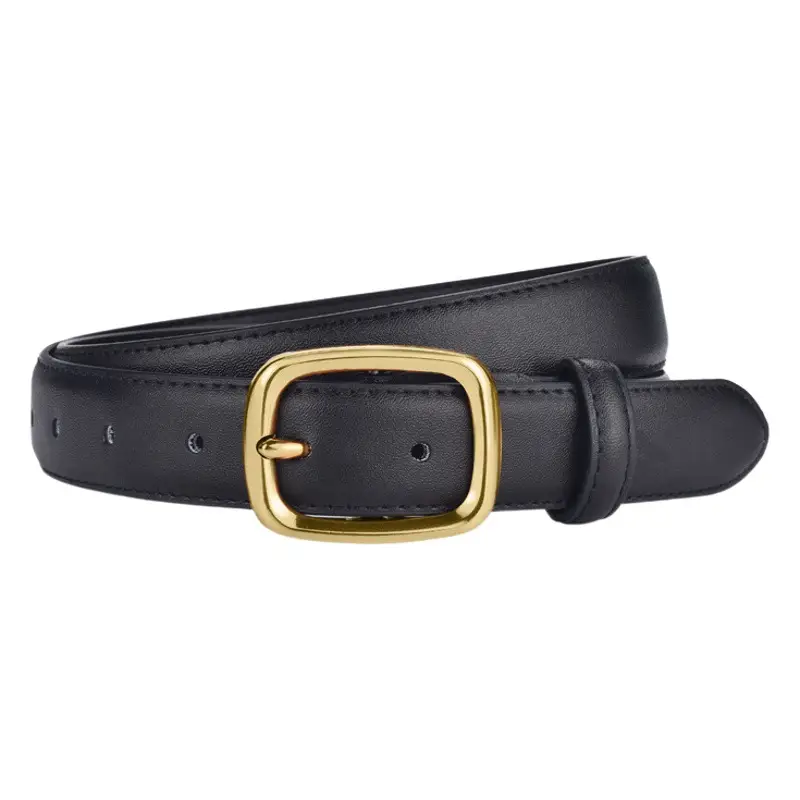 Women's Black Pin Buckle Genuine Leather Belt