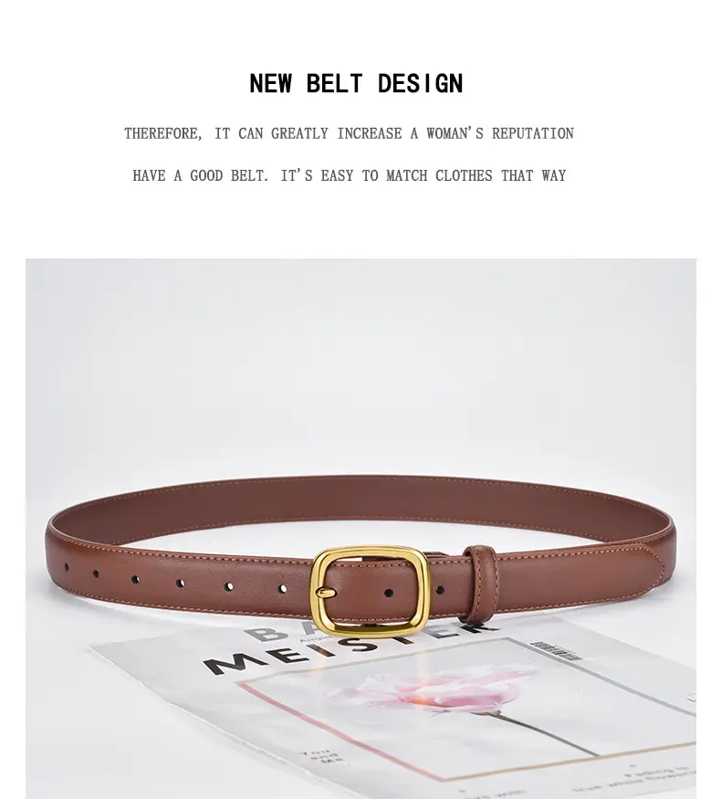 Women's Black Pin Buckle Genuine Leather Belt — feature 16