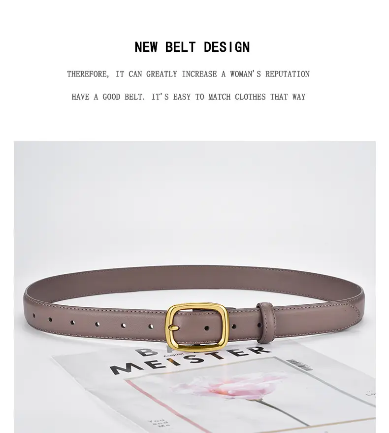 Women's Black Pin Buckle Genuine Leather Belt — feature 17