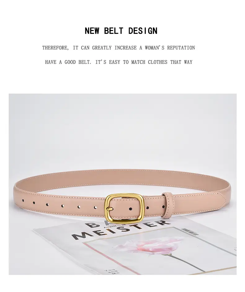 Women's Black Pin Buckle Genuine Leather Belt — feature 18