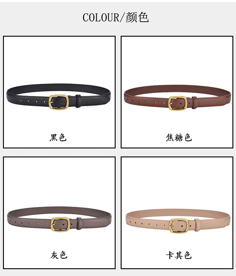 Women's Black Pin Buckle Genuine Leather Belt — feature 6