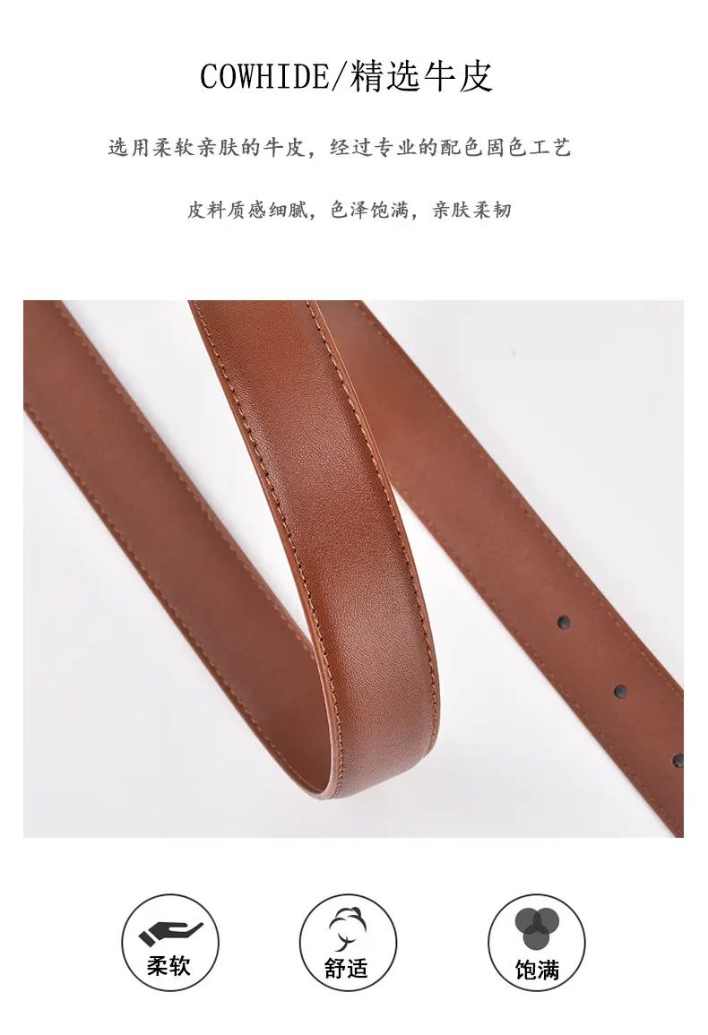 Women's Black Pin Buckle Genuine Leather Belt — feature 9