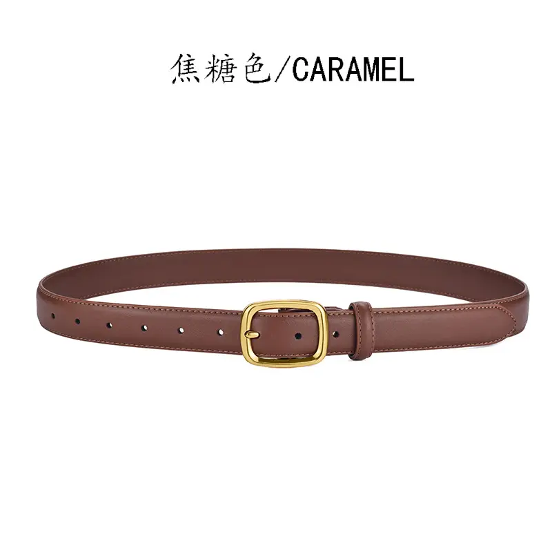 Women's Black Pin Buckle Genuine Leather Belt - Image 2