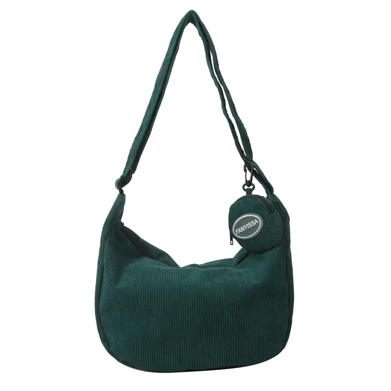 New Fashion Shoulder Bag for Women Brown Corduroy Large Capacity - Image 3