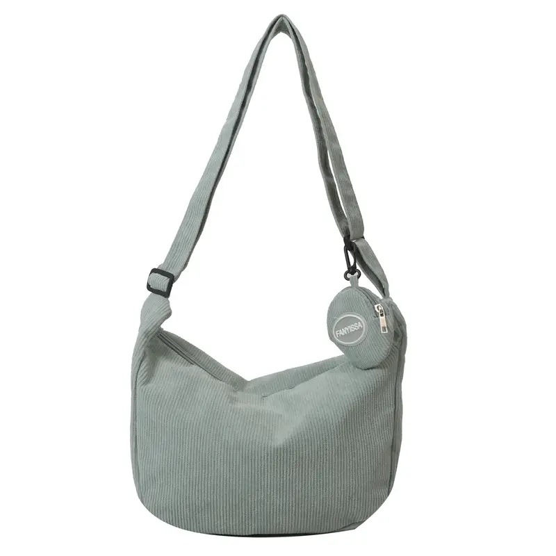 New Fashion Shoulder Bag for Women Brown Corduroy Large Capacity - Image 6