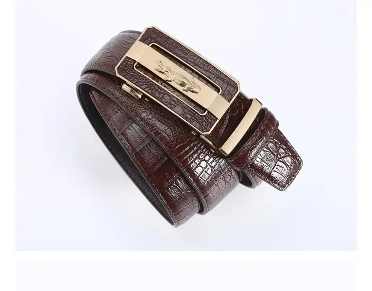 Men's Brown Croc Belt with Gold Buckle — feature 9