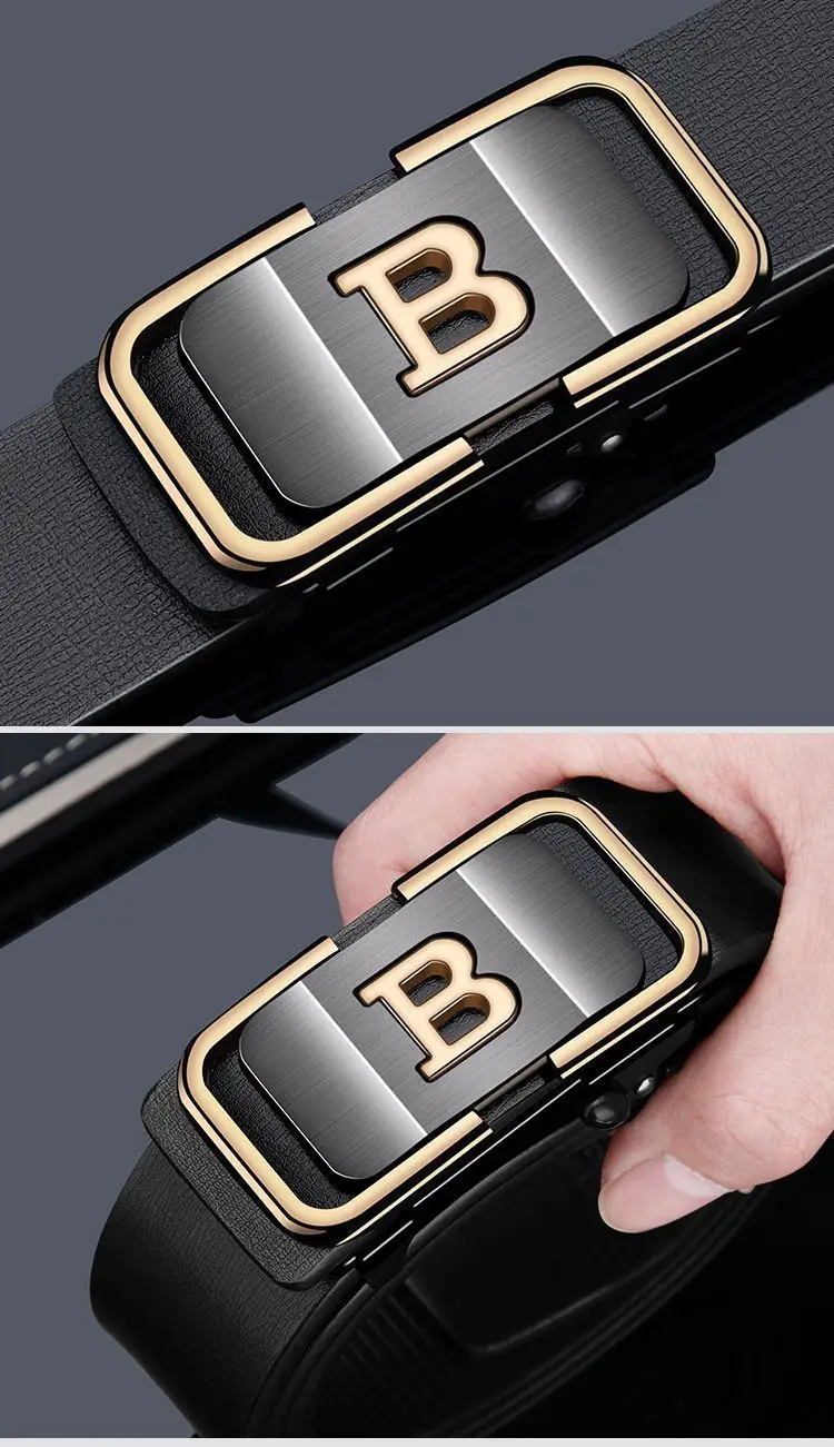 B Letter Belt Men's Genuine Leather Automatic Buckle Pants — feature 15