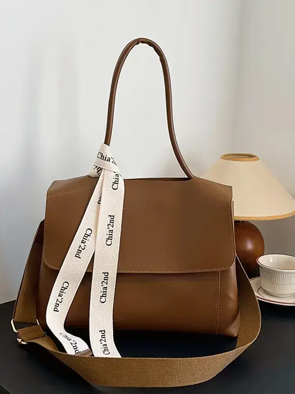 Women's Light Green Textured Shoulder Crossbody Tote Bag - Image 7