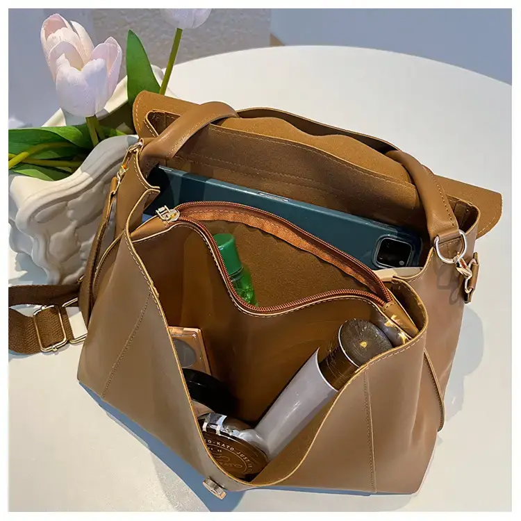 Women's Light Green Textured Shoulder Crossbody Tote Bag — feature 23