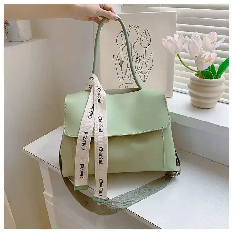 Women's Light Green Textured Shoulder Crossbody Tote Bag — feature 35