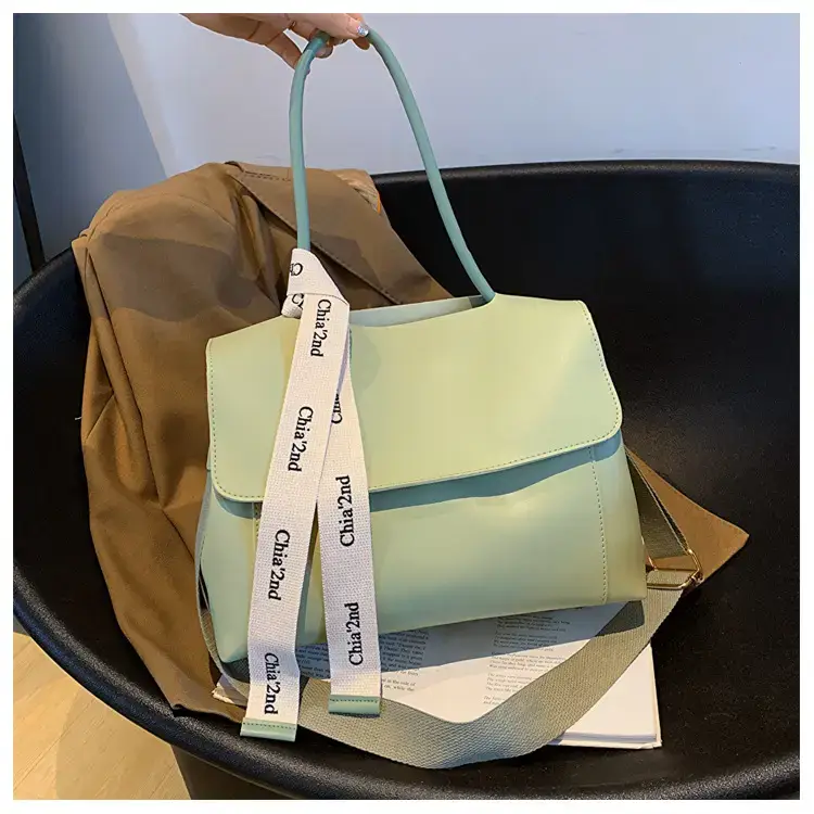 Women's Light Green Textured Shoulder Crossbody Tote Bag — feature 43