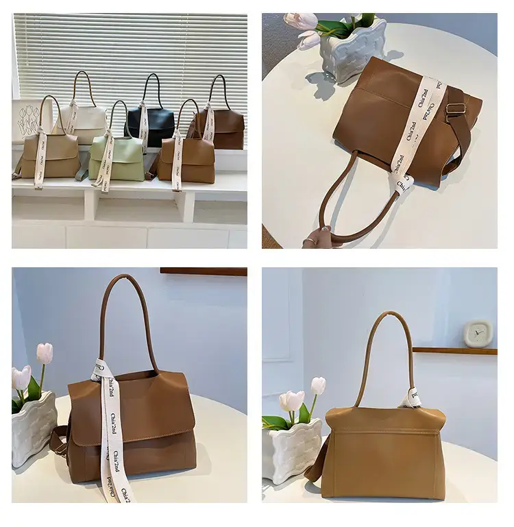 Women's Light Green Textured Shoulder Crossbody Tote Bag — feature 8