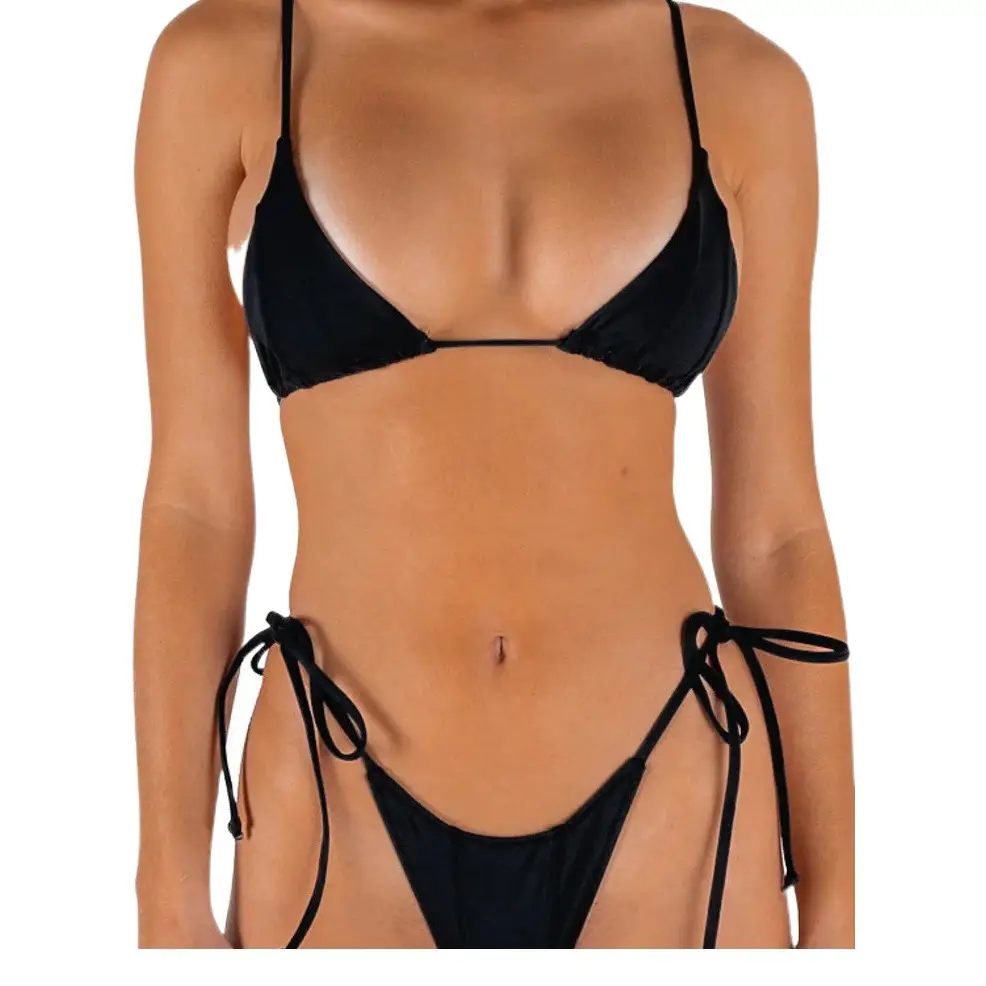 Women's Black Split Bikini Pure Color Export