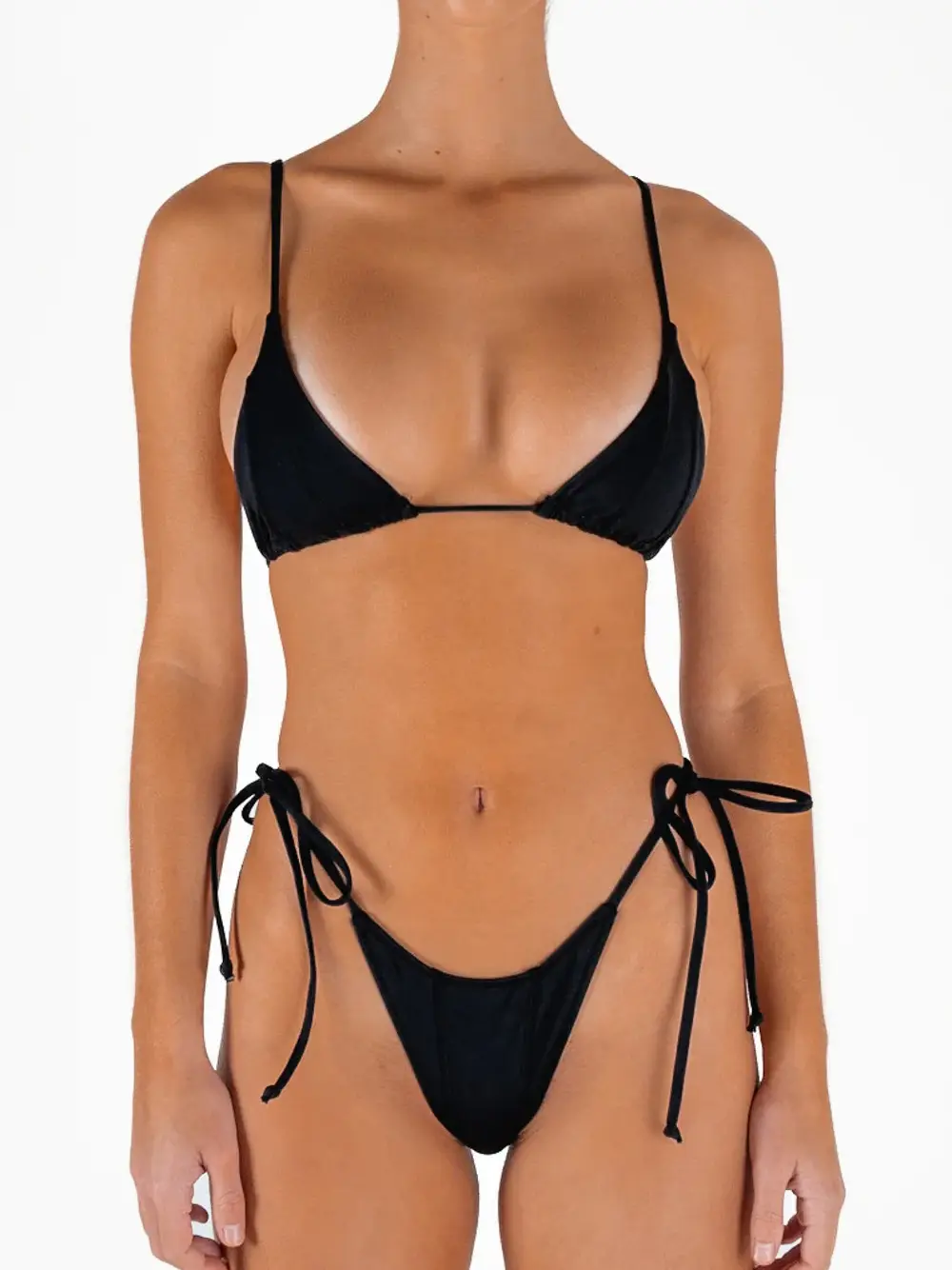 Women's Black Split Bikini Pure Color Export