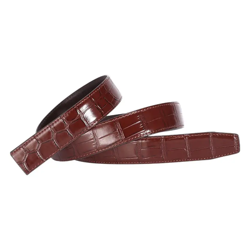Men's Black Croc Leather Belt with Automatic Buckle