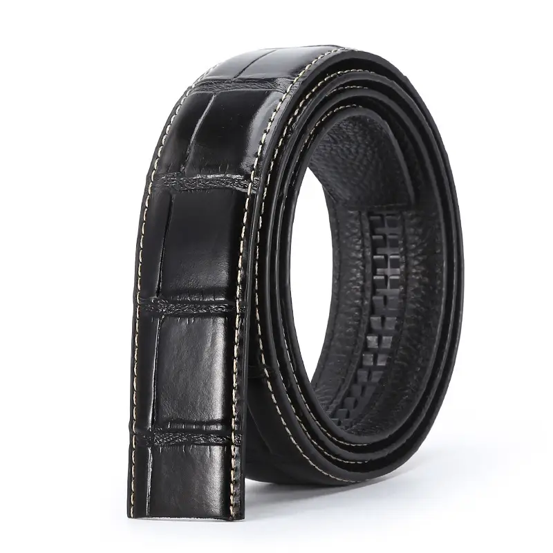 Men's Black Croc Leather Belt with Automatic Buckle - Image 3