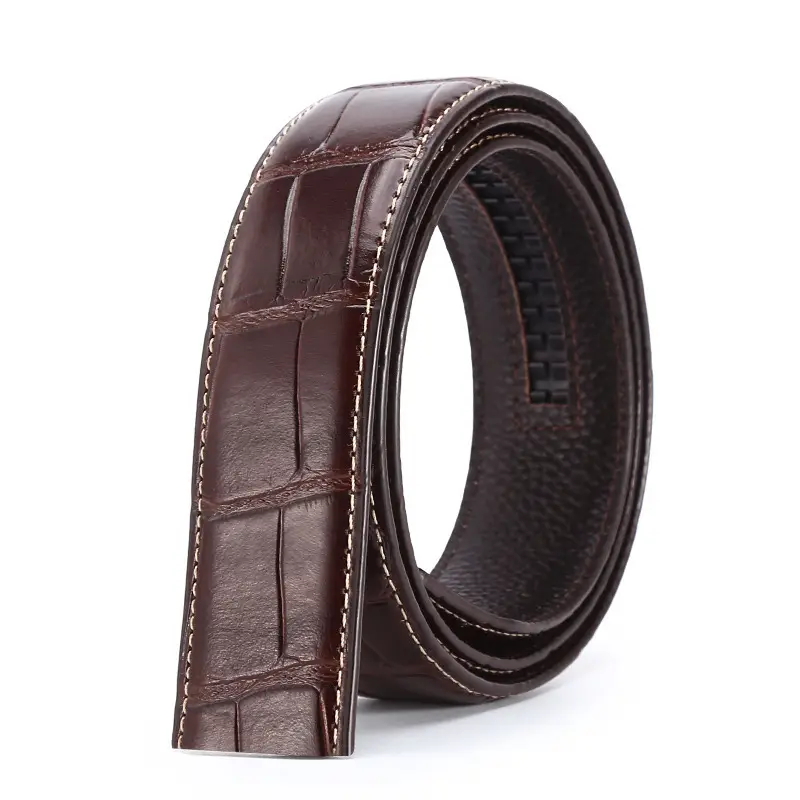 Men's Black Croc Leather Belt with Automatic Buckle - Image 4