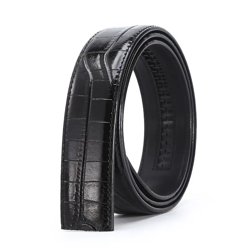 Men's Black Croc Leather Belt with Automatic Buckle - Image 7
