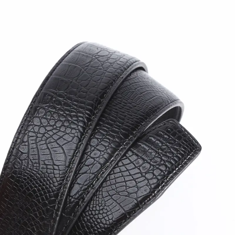 Men's Crocodile Leather Belt with Automatic Buckle Black & Brown - Image 4