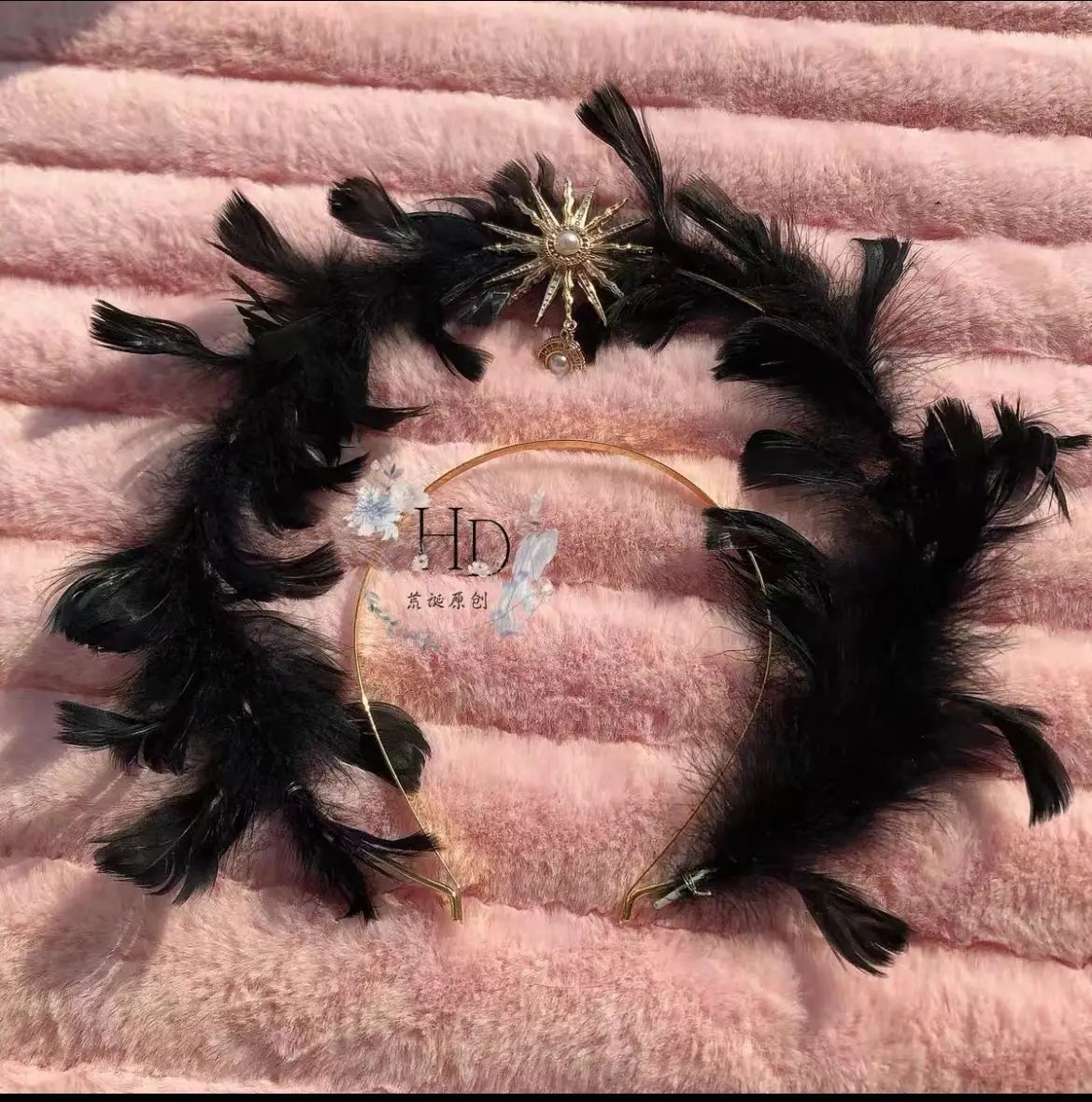White Feather Headband with LED Lights for Women - Image 2