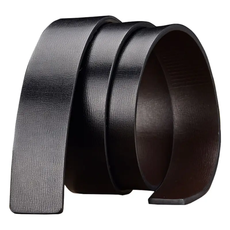 Men's Black Cowhide Belt No Buckle Vintage Craftsmanship