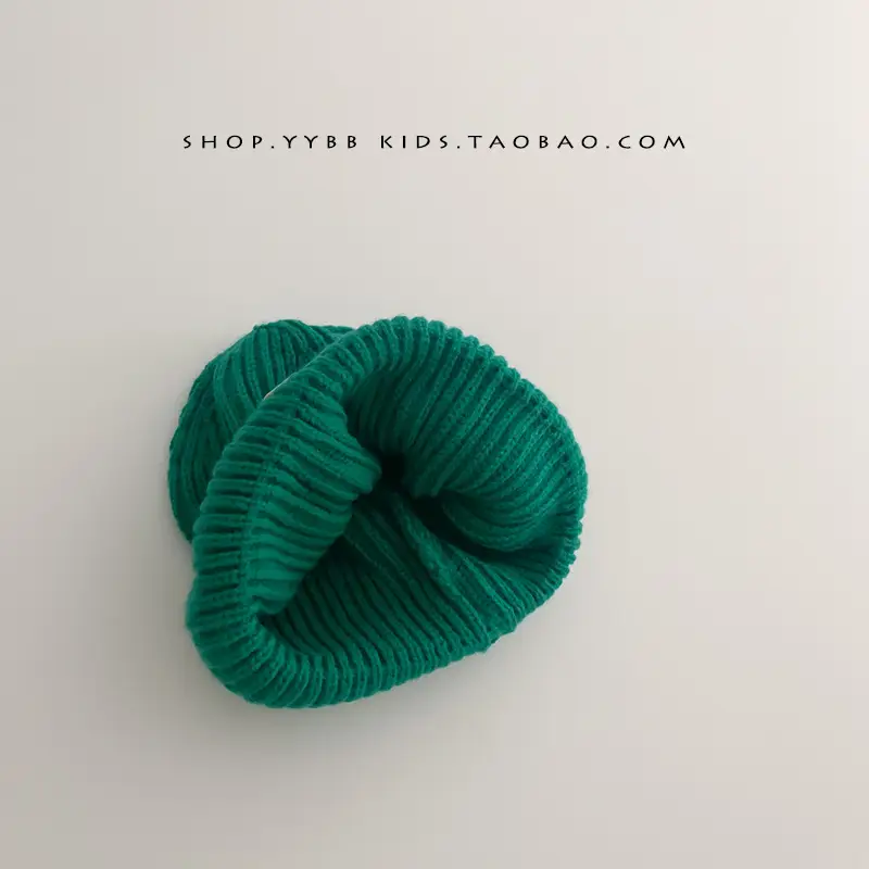 Baby embroidered letter wool hat autumn and winter boys and girls warm thickened baby hat pullover knitted hat