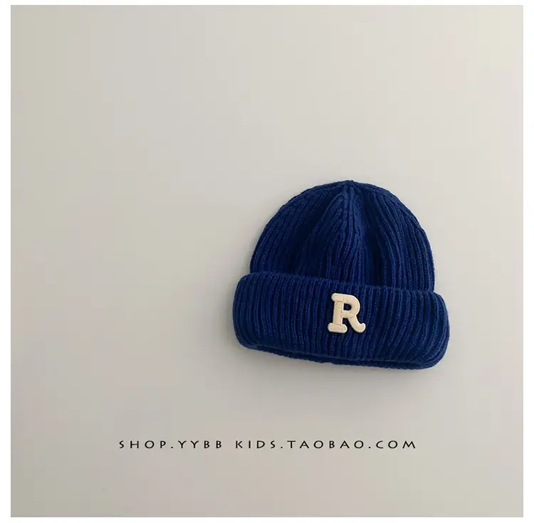 Baby embroidered letter wool hat autumn and winter boys and girls warm thickened baby hat pullover knitted hat — feature 10