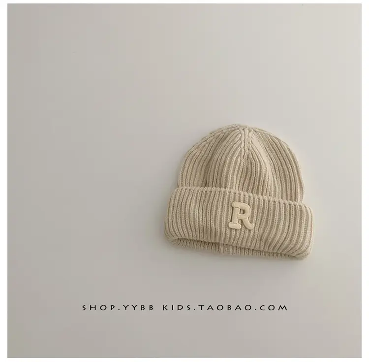 Baby embroidered letter wool hat autumn and winter boys and girls warm thickened baby hat pullover knitted hat — feature 12