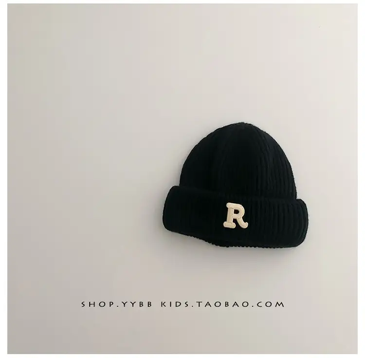 Baby embroidered letter wool hat autumn and winter boys and girls warm thickened baby hat pullover knitted hat — feature 15