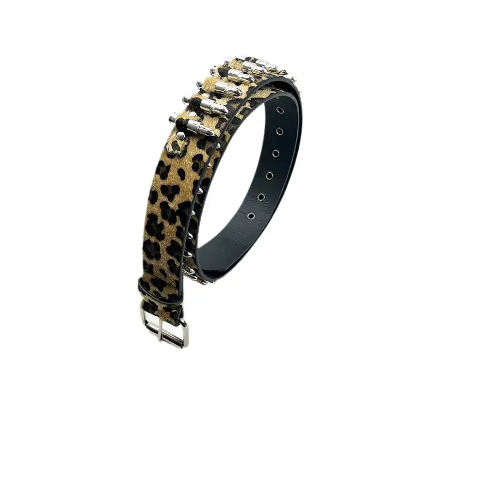Leopard Print Rivet Belt for Women - Image 4