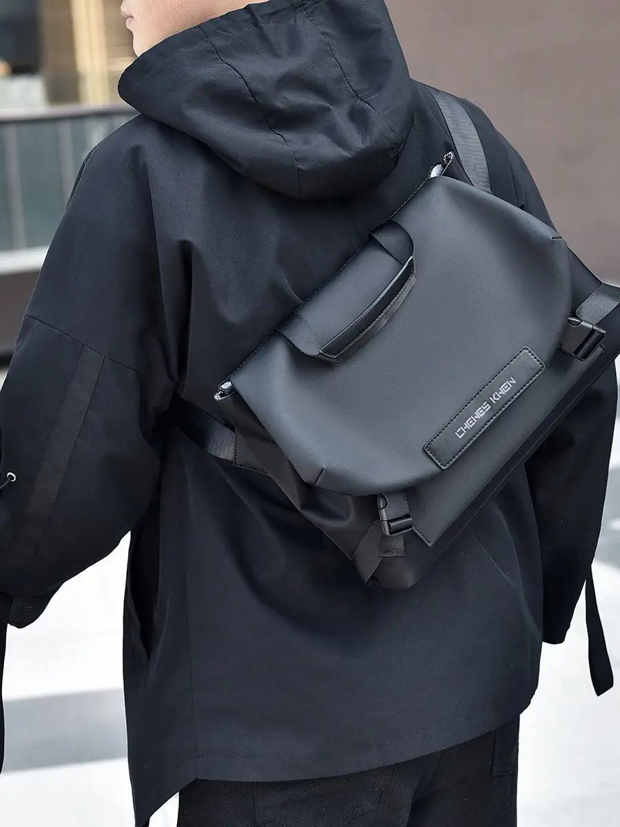 Men's Black Crossbody Messenger Bag Oxford Cloth Ins - Image 2