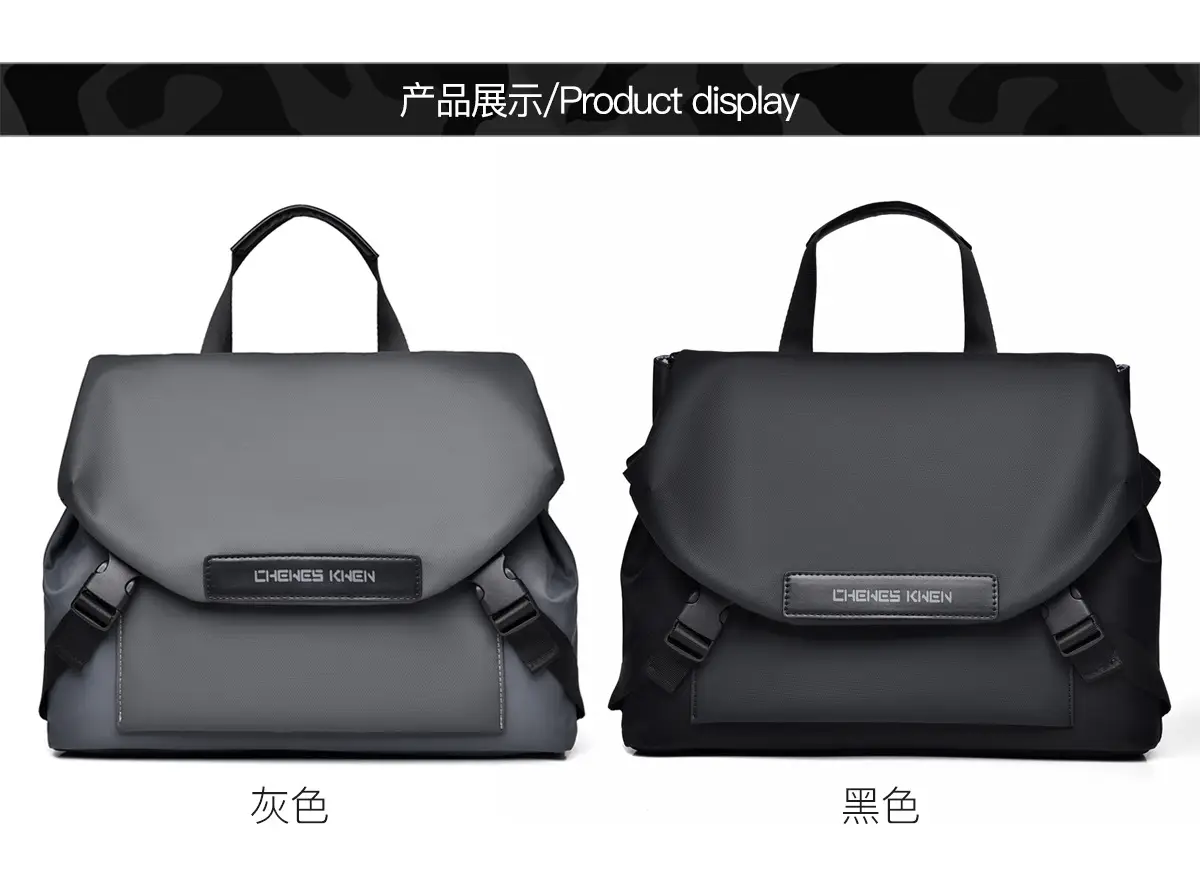 Men's Black Crossbody Messenger Bag Oxford Cloth Ins — feature 18