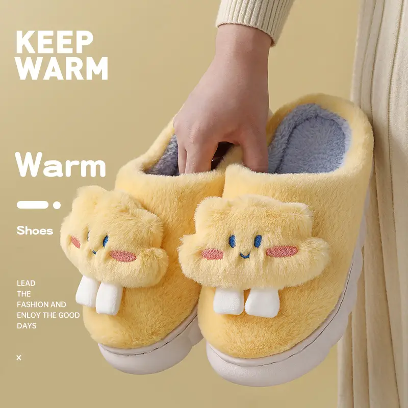 Women's cotton slippers winter 2023 new indoor home thick bottom non-slip cute plush autumn and winter cotton slippers - Image 2