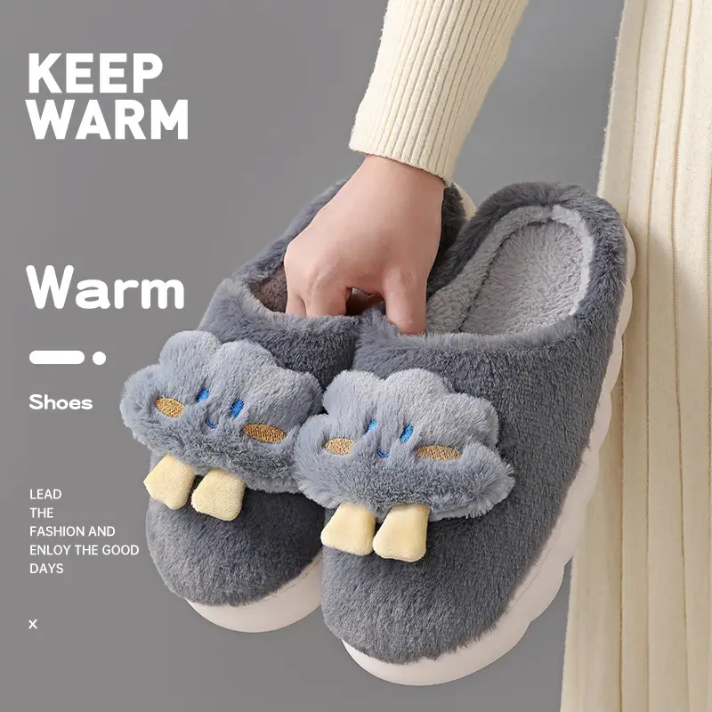 Women's cotton slippers winter 2023 new indoor home thick bottom non-slip cute plush autumn and winter cotton slippers - Image 4