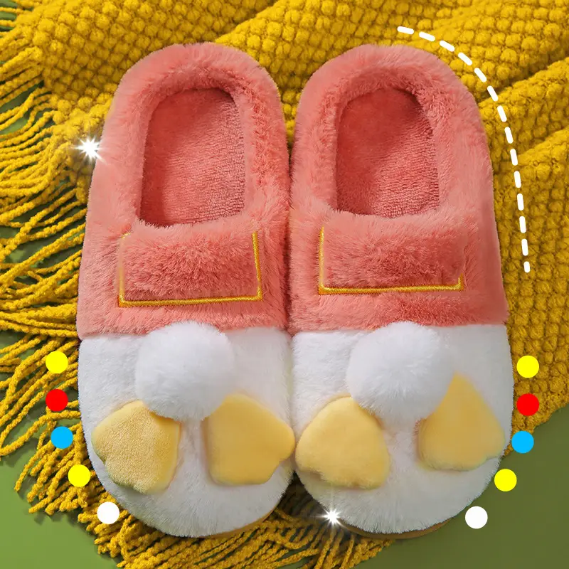 Women's cotton slippers winter 2023 new indoor home thick bottom non-slip cute plush autumn and winter cotton slippers - Image 9