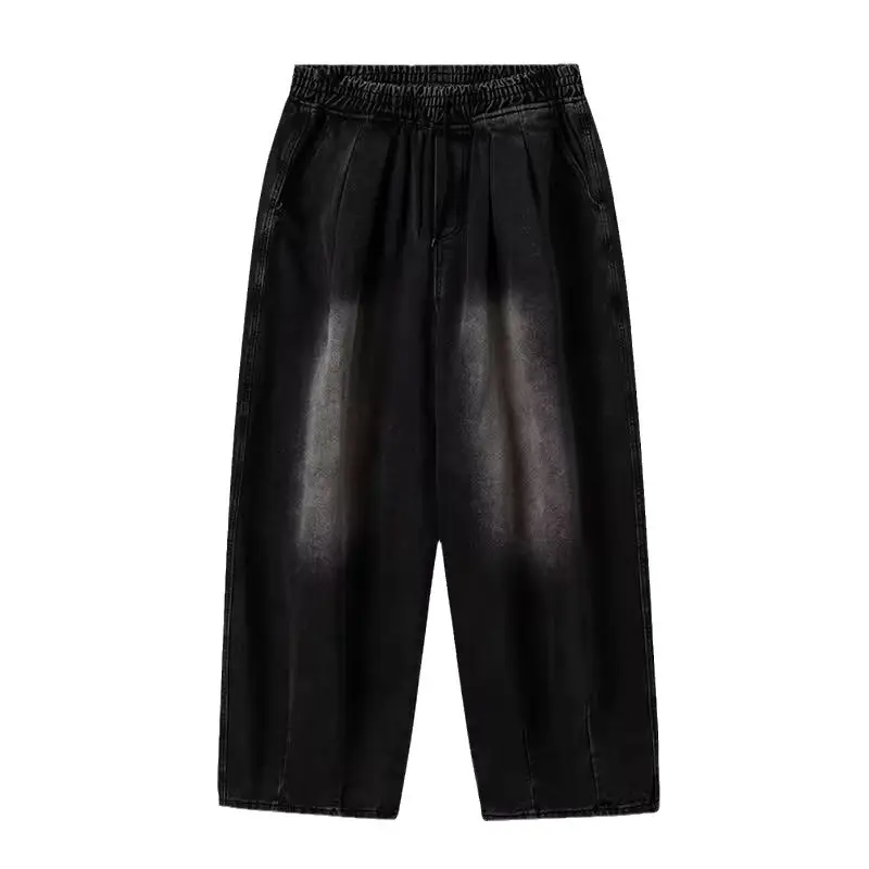 Elastatic Oversize Jeans Men Women Japanese Style Loose Dipping Wide Leg Pants - Image 7