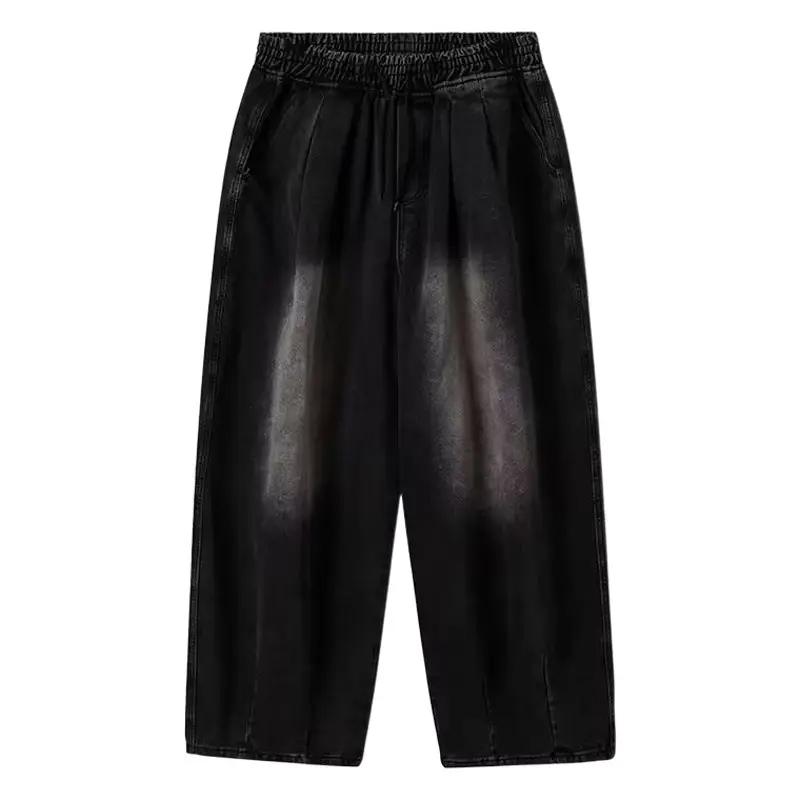 Elastatic Oversize Jeans Men Women Japanese Style Loose Dipping Wide Leg Pants