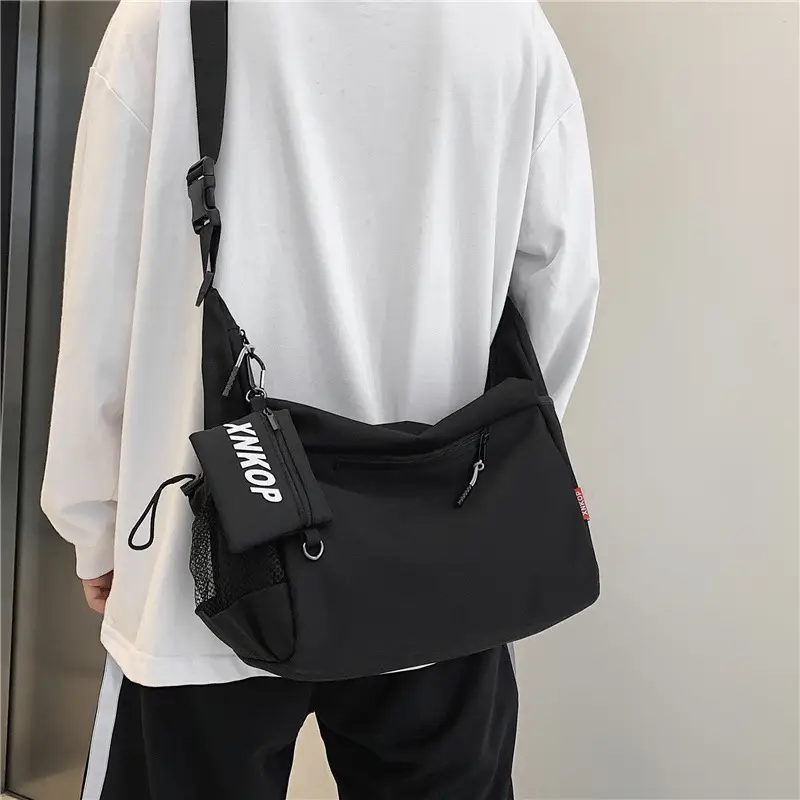 Men's Japanese Style Shoulder Messenger Bag Black Large Capacity - Image 8
