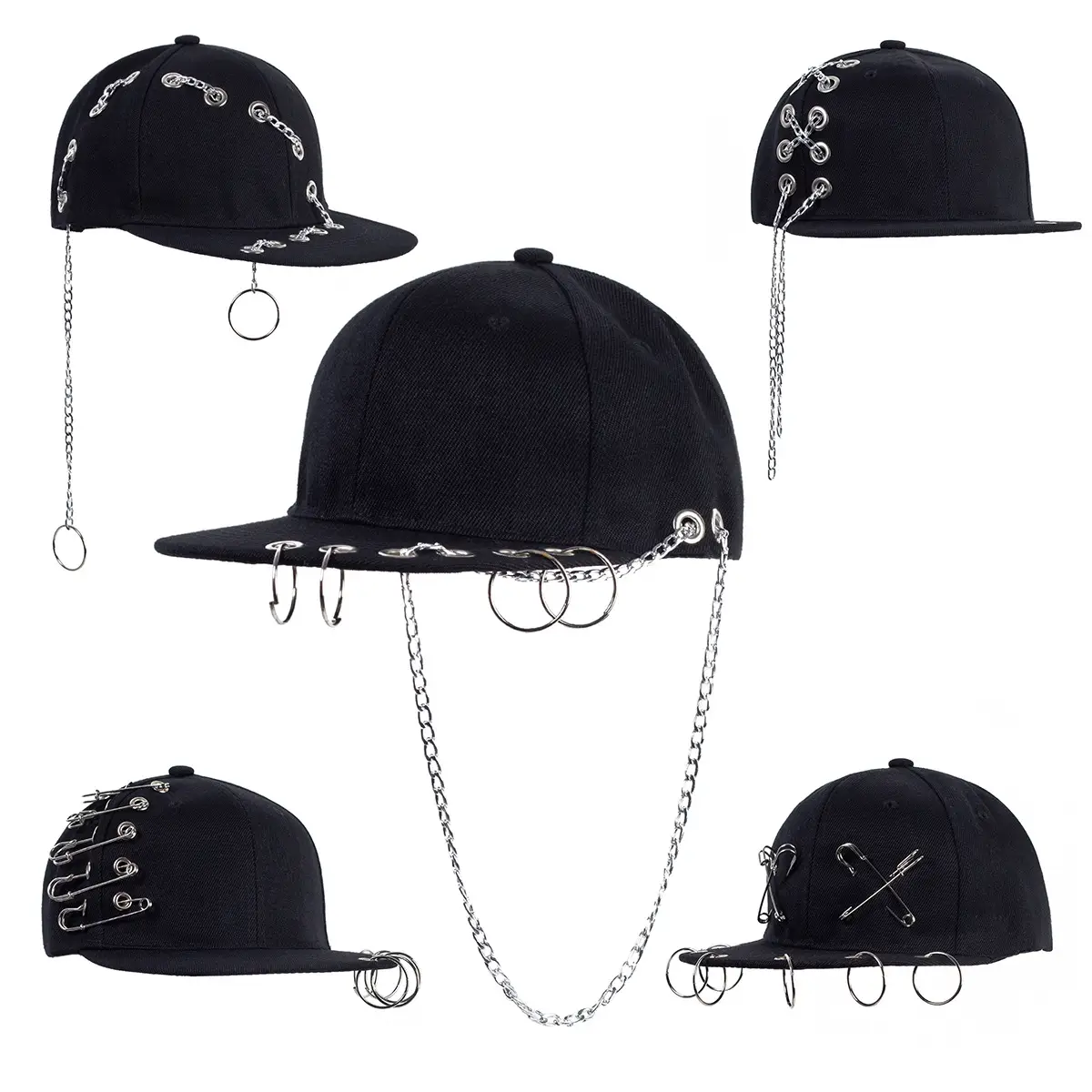 Black Baseball Cap with Long Strap for Men Women - Image 3