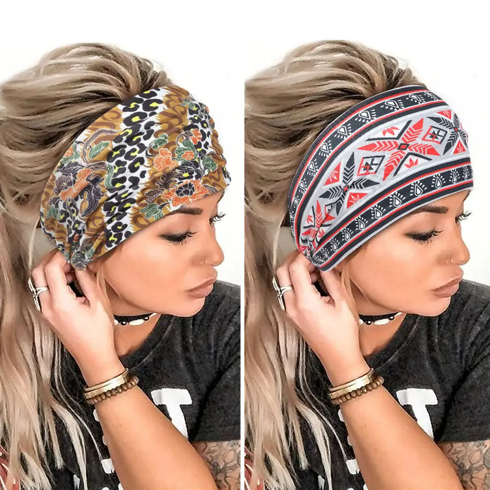 Orange Printed Hair Band with Elastic Wrap — feature 5