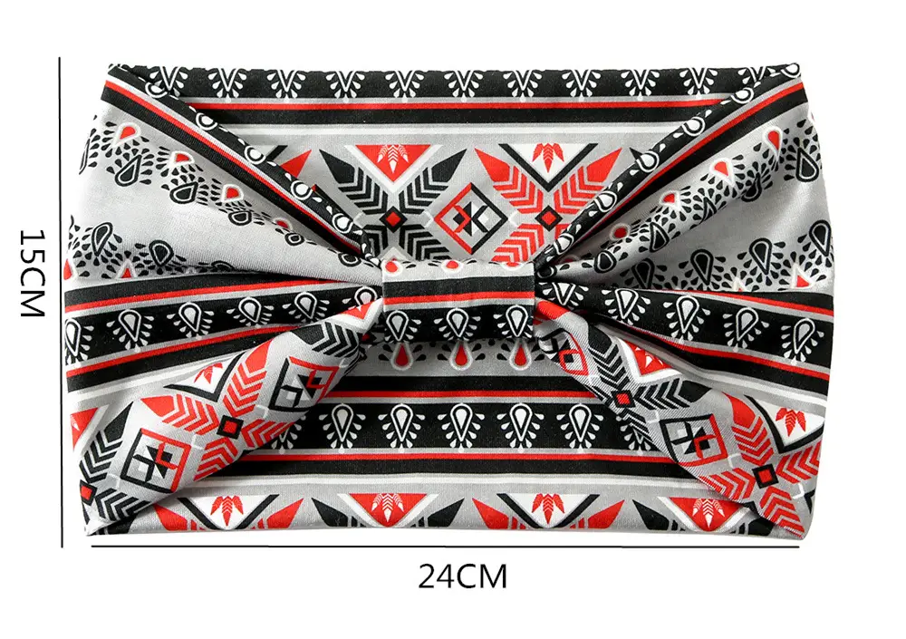 Orange Printed Hair Band with Elastic Wrap — feature 2