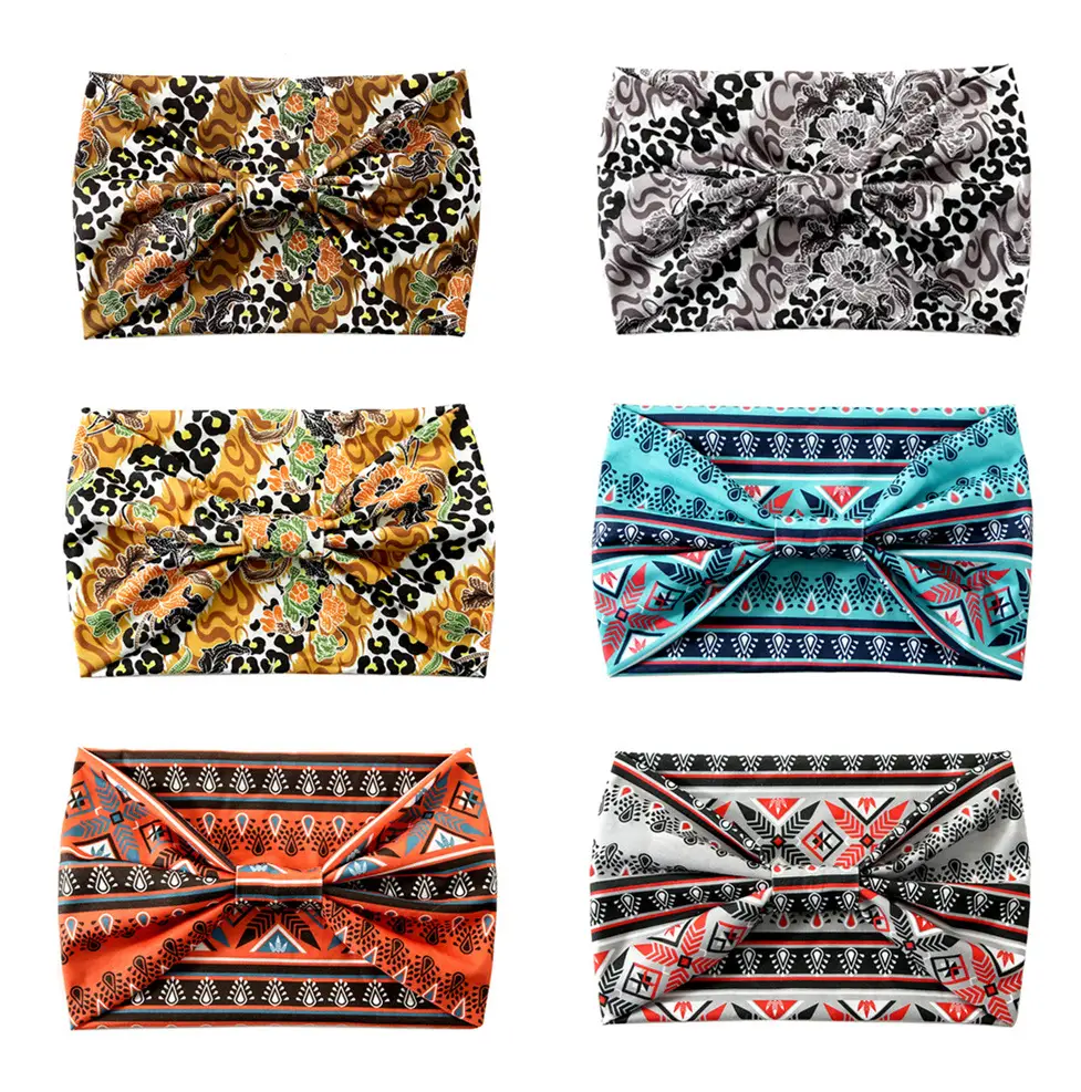 Orange Printed Hair Band with Elastic Wrap — feature 7