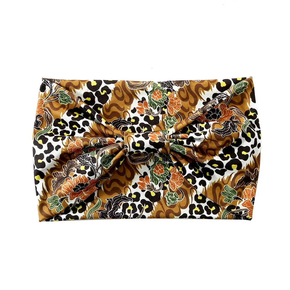 Orange Printed Hair Band with Elastic Wrap — feature 10