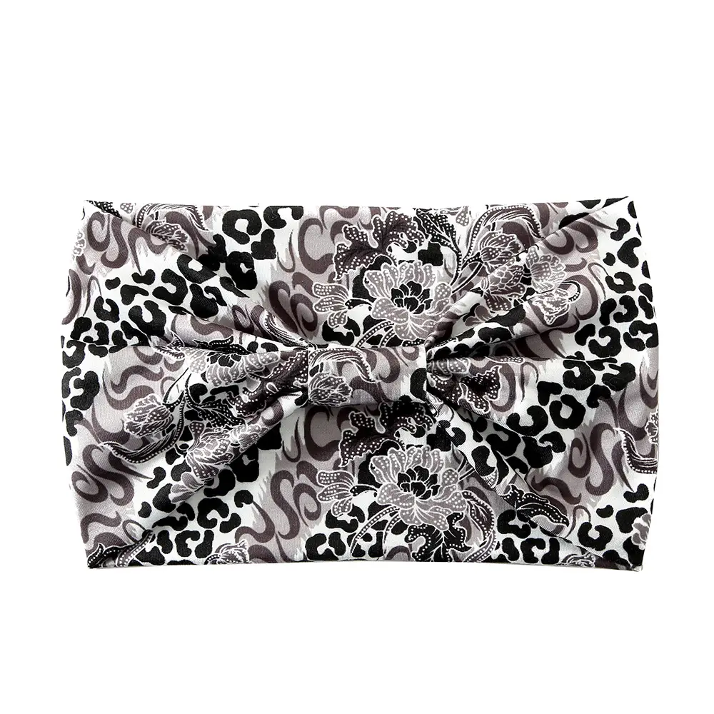 Orange Printed Hair Band with Elastic Wrap