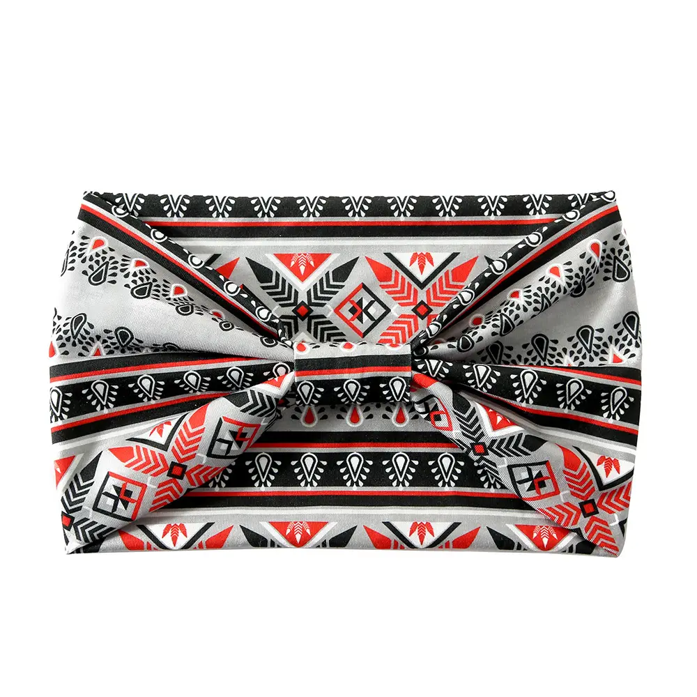 Orange Printed Hair Band with Elastic Wrap — feature 15