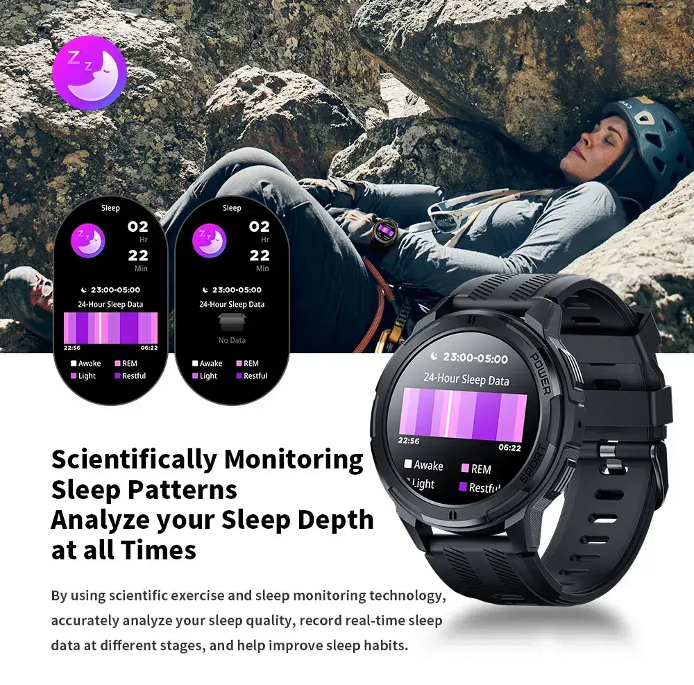Black Bluetooth Smart Watch with Blood Oxygen & 3-Pointed Design — feature 12