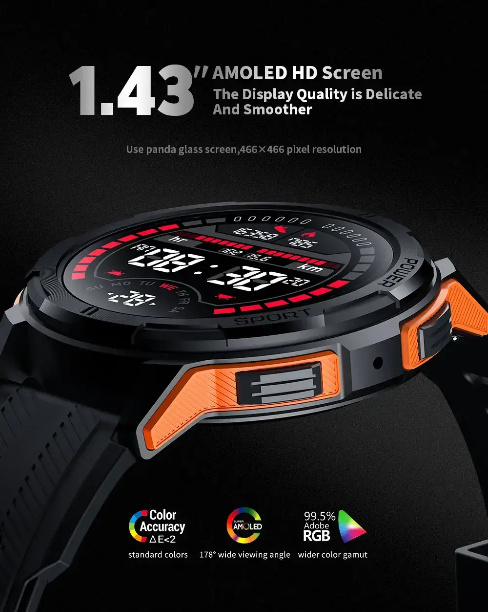 Black Bluetooth Smart Watch with Blood Oxygen & 3-Pointed Design — feature 6