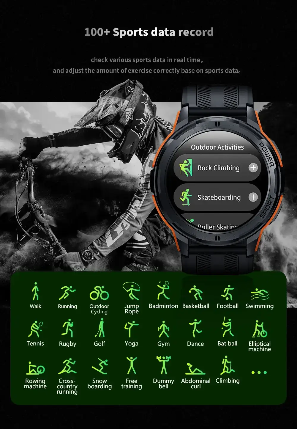Black Bluetooth Smart Watch with Blood Oxygen & 3-Pointed Design — feature 9